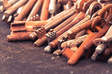 Image showing A large group of rusty keys