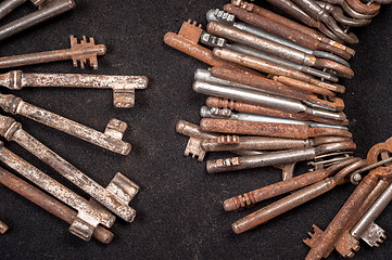 Image showing A large group of rusty keys