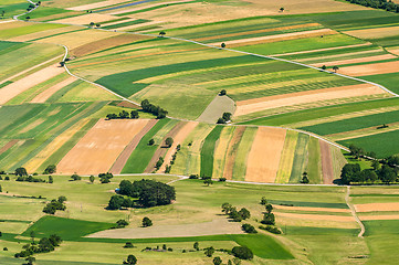 Image showing Aerial view of many fields