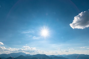 Image showing Blue sky with sun