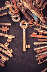 Image showing A large group of rusty keys