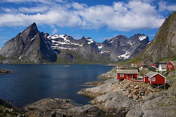 Image showing Fishing village by fjord