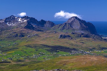 Image showing Mountain panorama on Lofoten