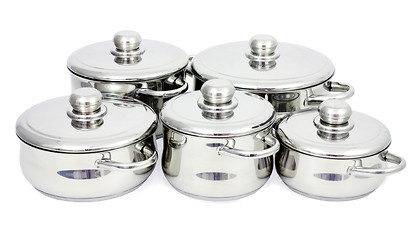 Image showing Stainless steel pans