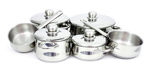 Image showing Stainless steel pans