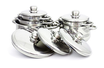 Image showing Stainless steel pans