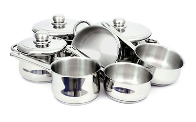 Image showing Stainless steel pans