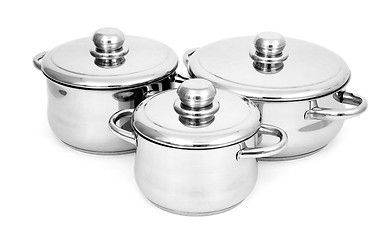 Image showing Stainless steel pans