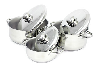 Image showing Stainless steel pans