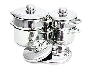 Image showing Stainless steel pans