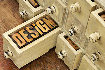 Image showing design word - concept in wood type