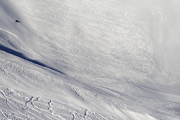 Image showing Tracks on ski slope, off-piste