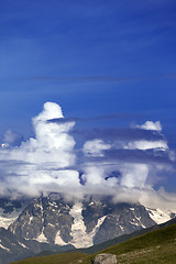 Image showing Summer mountains in clouds