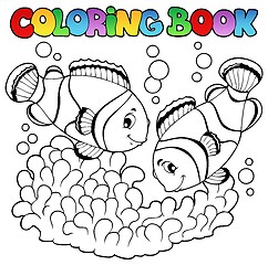 Image showing Coloring book two cute clown fishes