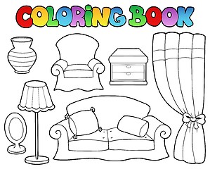 Image showing Coloring book various furniture 1