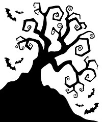 Image showing Spooky silhouette of Halloween tree