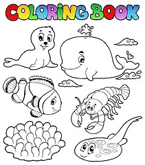 Image showing Coloring book various sea animals 3