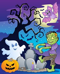 Image showing Scene with Halloween tree 6