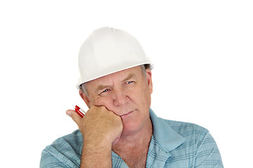 Image showing Contemplating Construction Foreman