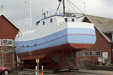 Image showing Fishing boat on the slip dock