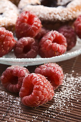 Image showing Raspberry cookies with fresh fruits
