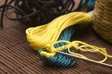 Image showing Crochet hook and wool