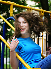 Image showing Girl on a swing