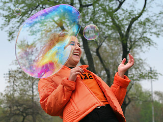 Image showing Girl with bubbles