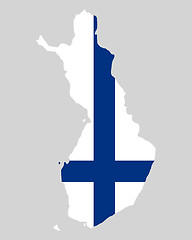 Image showing Map and flag of Finland