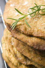 Image showing Homemade rustical crackers with rosemary