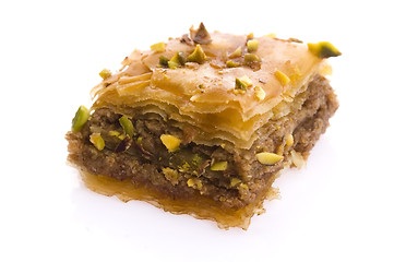 Image showing Baklava. Traditional middle east sweet desert isolated on the wh