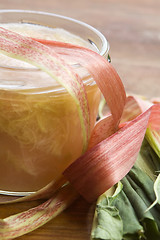 Image showing Rhubarb jam in glass jar