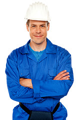 Image showing Attractive repairman posing with style
