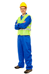 Image showing Handsome male repairman posing in style