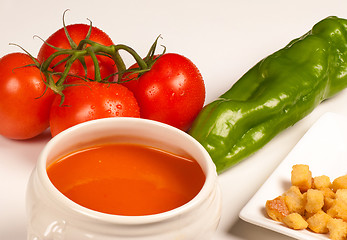 Image showing Gazpacho with ingredients