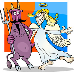 Image showing Angel and Devil in Friendship Cartoon
