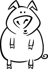 Image showing Cartoon pig for coloring page