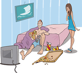 Image showing Man in Mess and Shocked Woman