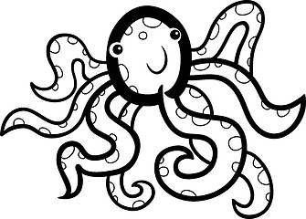 Image showing cartoon octopus for coloring book