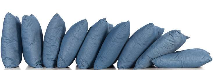 Image showing blue denim pillows