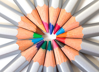 Image showing Multicolored Pencil, Arrangement in Circle