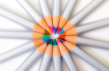 Image showing Multicolored Pencil, Arrangement in Circle