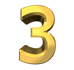 Image showing 3d number 3 in gold