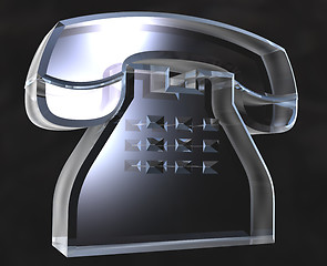 Image showing phone in transparent glass on black background 