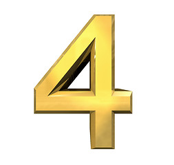 Image showing 3d number 4 in gold 