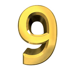 Image showing 3d number 9 in gold