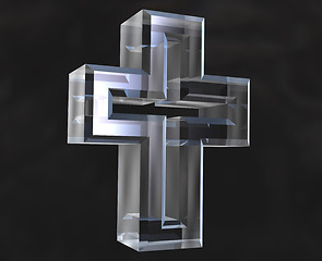 Image showing Cross symbol in transparent glass (3d) 