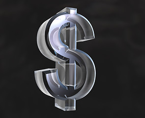 Image showing dollar symbol in transparent glass 