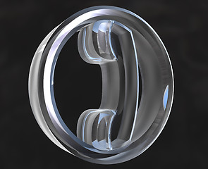 Image showing Phone icon symbol in glass (3D)