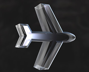 Image showing airplane icon symbol in glass (3D) 